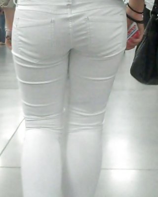 Nice Sexy Ass & Butt In White Jeans Looking Good