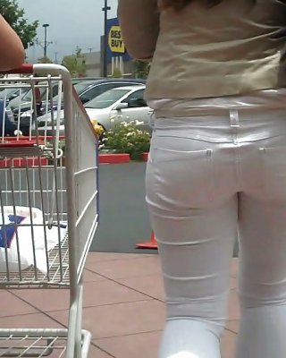 Nice Sexy Ass & Butt In White Jeans Looking Good