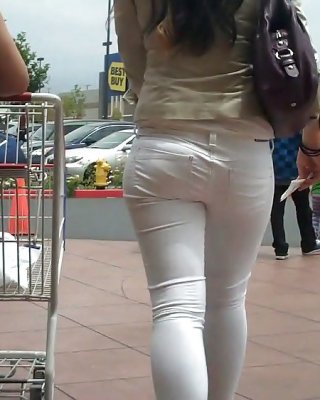 Nice Sexy Ass & Butt In White Jeans Looking Good