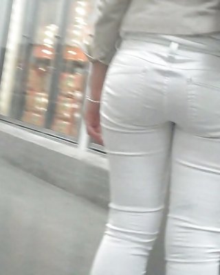 Nice Sexy Ass & Butt In White Jeans Looking Good