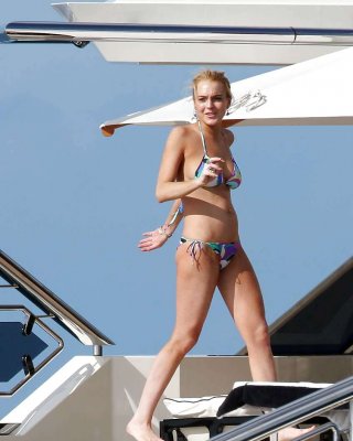 Lindsay Lohan In Bikini On A Yacht In St. Barthelemy