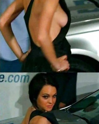 Lindsay Lohan ... Side Boob In Black Dress