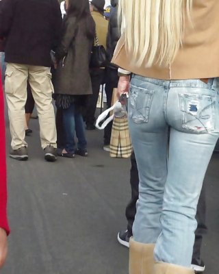 Blonde Teen Ass & Butt In Tight Blue Jeans