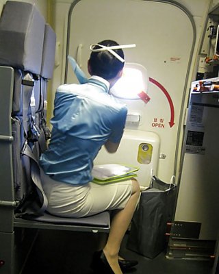 Korean Air Hostess Spreading Pussy