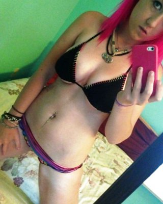 Selfshot of a sexy red-haired punk girl with big tits #20508810