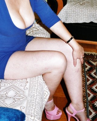 SAG - Wife's Boobs Deep Cleavage Blue Dress & Pink Pumps 02 #14707571