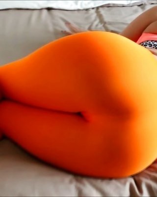 BIG ASS LEGGINGS ORANGE BOOTY THONG BUTT WORSHIP SCREENS