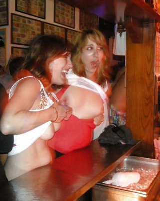 Drunk Girls Flashing Tits At The Bar