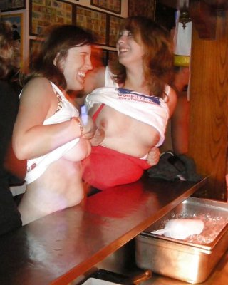 Drunk Girls Flashing Tits At The Bar