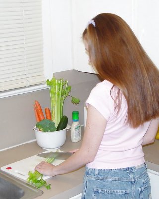 Slim pornstar Melissa testing her salad ingredients #38042691