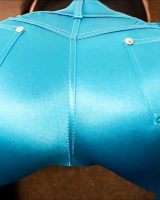 Big Ass Spandex Booty Shiny Disco Jeans Candid Butt