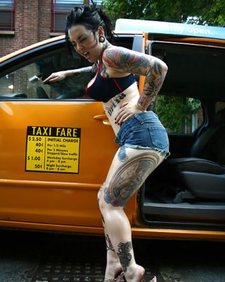 Busty Alt Punk Adahlia Fingers On Taxi Cab