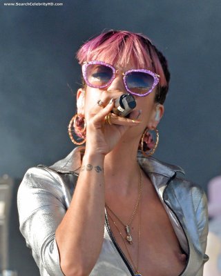 Lily Allen Nipple Slip Onstage At V Festival In London