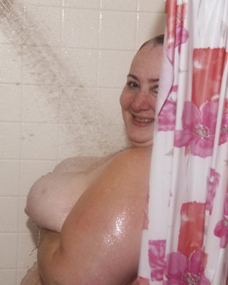 Shy BBW In Shower And Posing