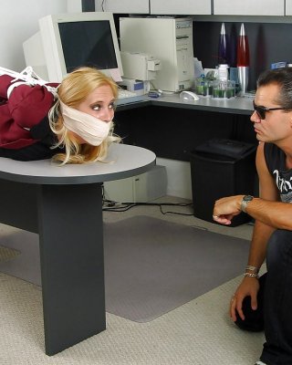 Hot Blonde Secretary Hogtied And Gagged In The Office