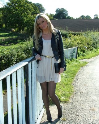 Non Nude Outdoor Posing From A Tremendous Blondie In A Tight Skirt Erin