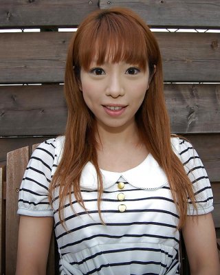 Asian Chihiro Ozawa Is Walking In Her Sexy Striped Dress Outdoors