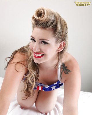 Chesty USA Pinup Babe September Carrino Flaunting Huge Knockers