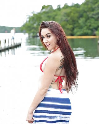 Tattooed teen hottie mandy muse flashing upskirt ass outdoors
 #54890729
