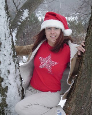 Asian Teen Wearing Santa Hat