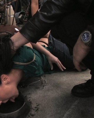 Dark haired lass bondaged and fucked tight in public #72178339