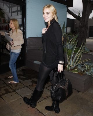 Lindsay Lohan Showing Off Her Big Boobs Wearing See-through Top In LA