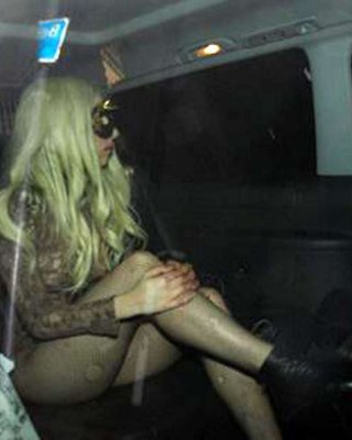 Lady Gaga Show Pussy In See Thru Panties And In Stockings