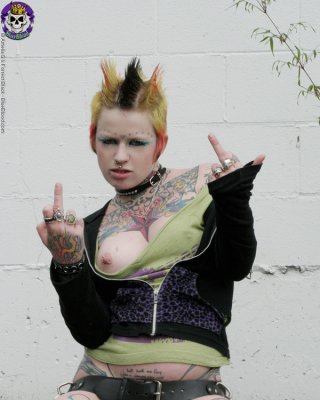 Hot Tattooed Punk Babe By Gravestone