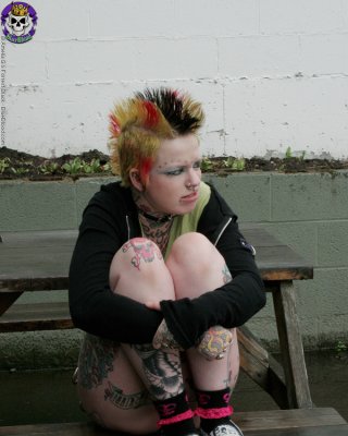 Hot Tattooed Punk Babe By Gravestone