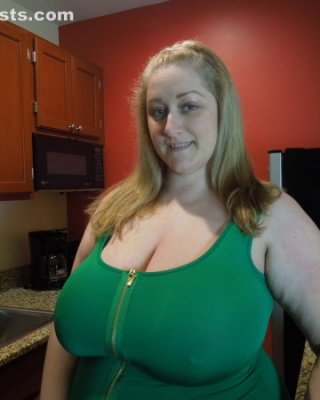 Chubby Amateur Blonde Lets Her Gigantic Tits Hang Out