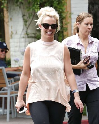 Britney Spears Showing Boobs In See Thru Shirt On Street