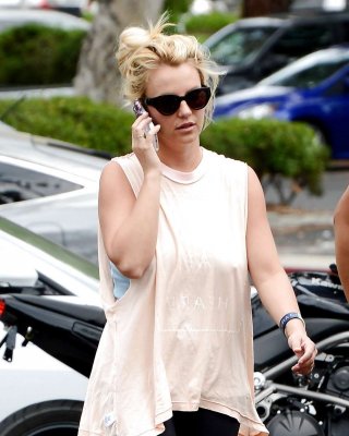 Britney Spears Showing Boobs In See Thru Shirt On Street