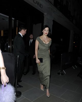 Busty daisy lowe areola peek wearing a low cut olive dress at the veryexclusivec
 #75171849