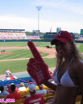 Melissa Midwest At The College World Series In A Nebraska Hat