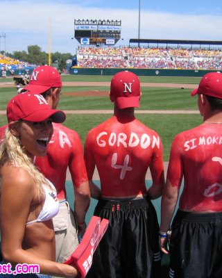 Melissa Midwest At The College World Series In A Nebraska Hat