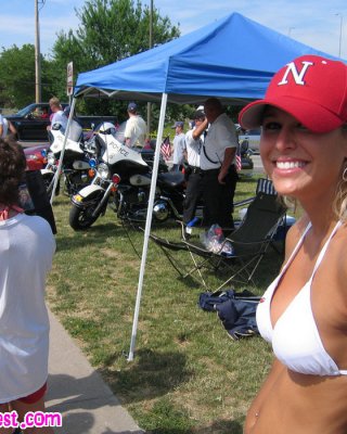 Melissa Midwest At The College World Series In A Nebraska Hat