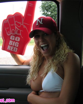 Melissa Midwest At The College World Series In A Nebraska Hat