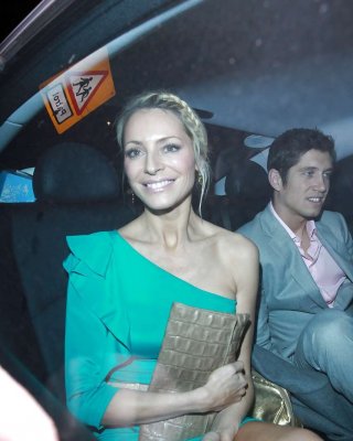 Tess Daly flashing her panties upskirt in car and side boob paparazzi pictures #75300701