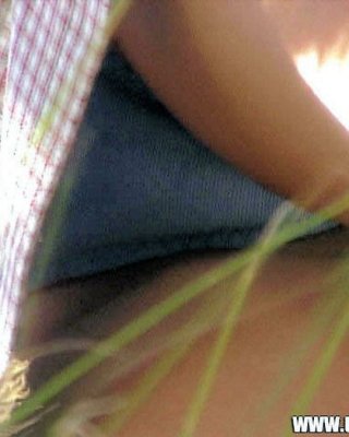 Sneaky Panties Spy Upskirts Outdoors In Sunny Field