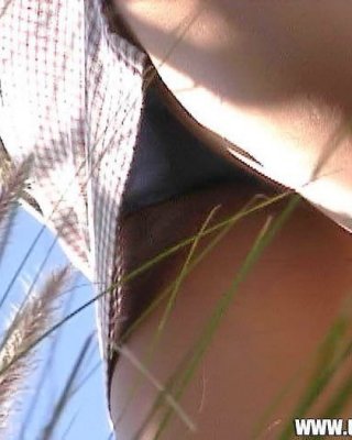 Sneaky Panties Spy Upskirts Outdoors In Sunny Field