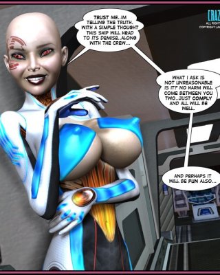 Horny Babe, Female Android And Alien In Spaceship