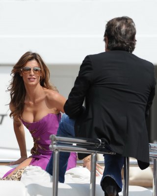 Elisabetta Canalis downblouse  upskirt during a photo session on Roberto Cavali' #75303951