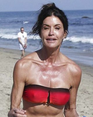 Janice Dickinson Showing Her Nice Big Tits On Beach Paparazzi Pictures