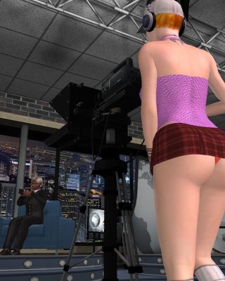 Animierte Babes verwandeln sich in Lesben in einem Fernsehstudio
 #69332764