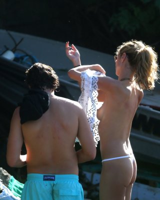 Heidi Klum Caught Topless In A White Thong During A Vacation In StBarts