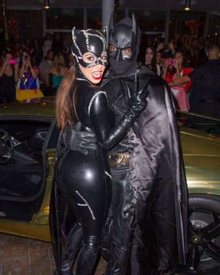 Kim Kardashian In Cat Woman Costume At Halloween