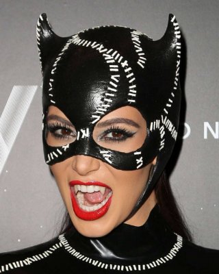 Kim Kardashian In Cat Woman Costume At Halloween