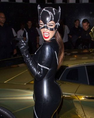 Kim Kardashian In Cat Woman Costume At Halloween