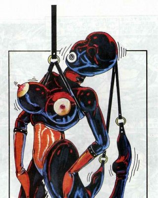 Sexuelle Fetisch Bondage stöhnende Frauen mit Seil und Leder gebunden
 #69659940