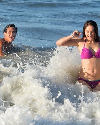 Hayley Orrantia Shows Off Her Hot Body In A Skimpy Pink Bikini At The Beach In L